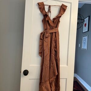 Show Me Your Mumu Samantha Wrap Copper Luxe Satin Sz S